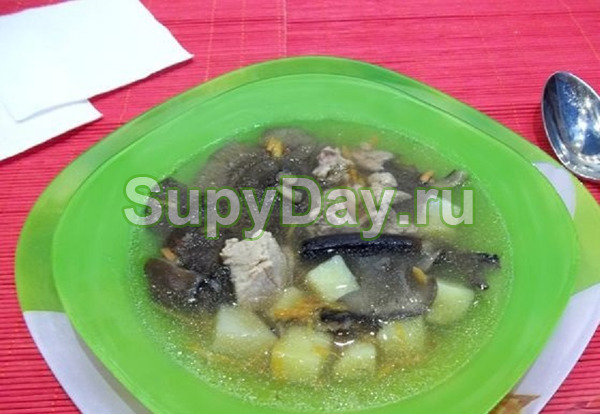 Суп из замороженных грибов и мяса